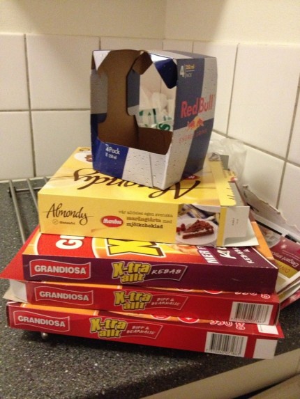 Skräpmat! Redbull, Tårta och Pizza!